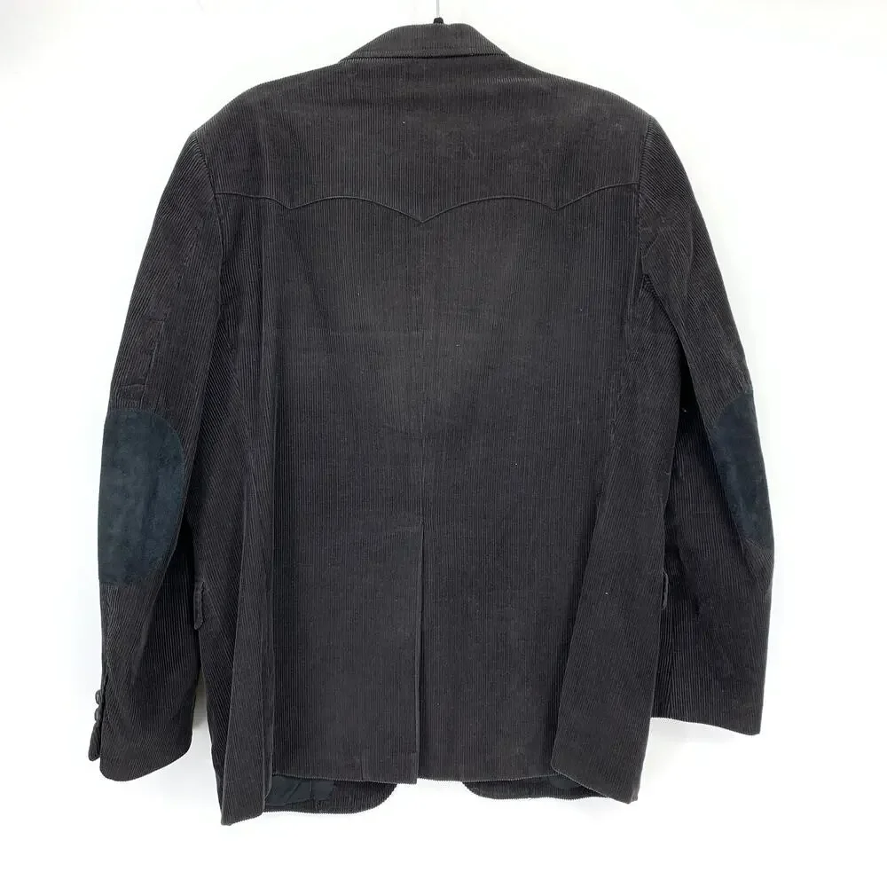 Vintage Sheplers Corduroy Western Blazer Jacket Mens Sz 46R Black
